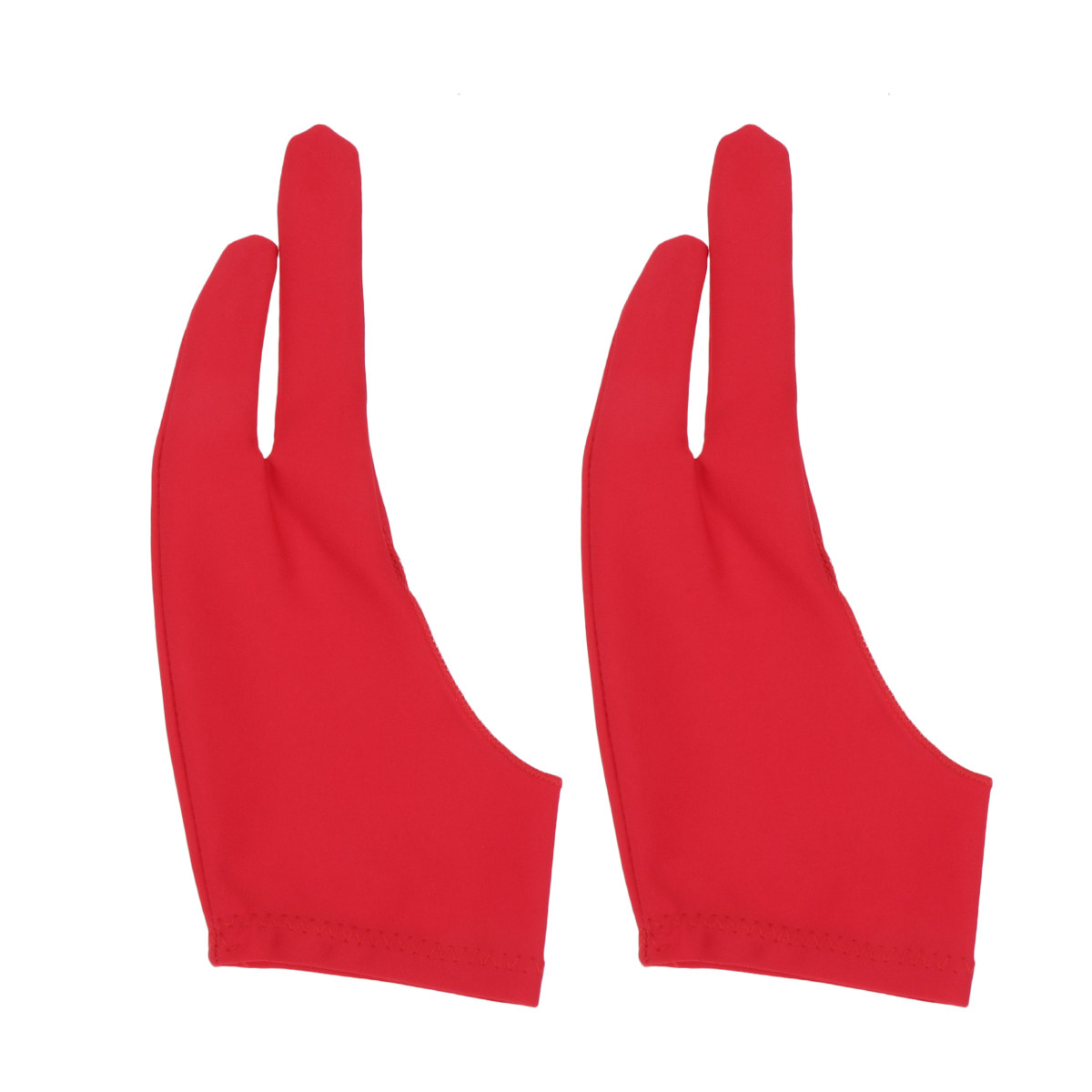 Drawing Glove Artist - 2個入り描画用グローブ、防汚性、2本指スパンデックス、アーティストスケッチ用カーブグローブ、サイズM、赤、通気性があり快適