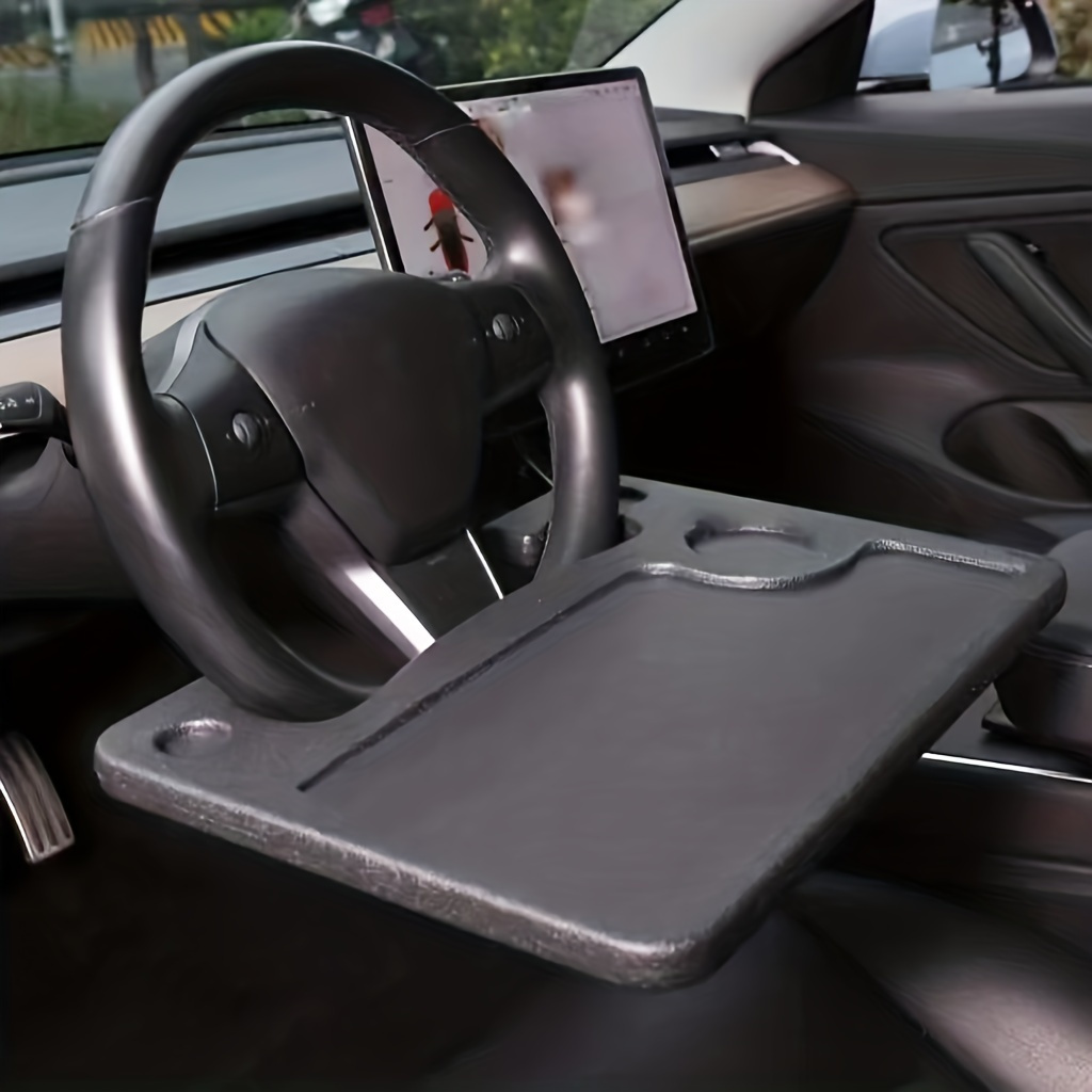 Tablet Lap Desk - 車用トレイ ポータブルカーラップトップコンピューターデスクスタンド 食事用/仕事用 車のハンドル用ダイニングテーブル ほとんどの車に対応 ブラケット付きドリンクトレイボード