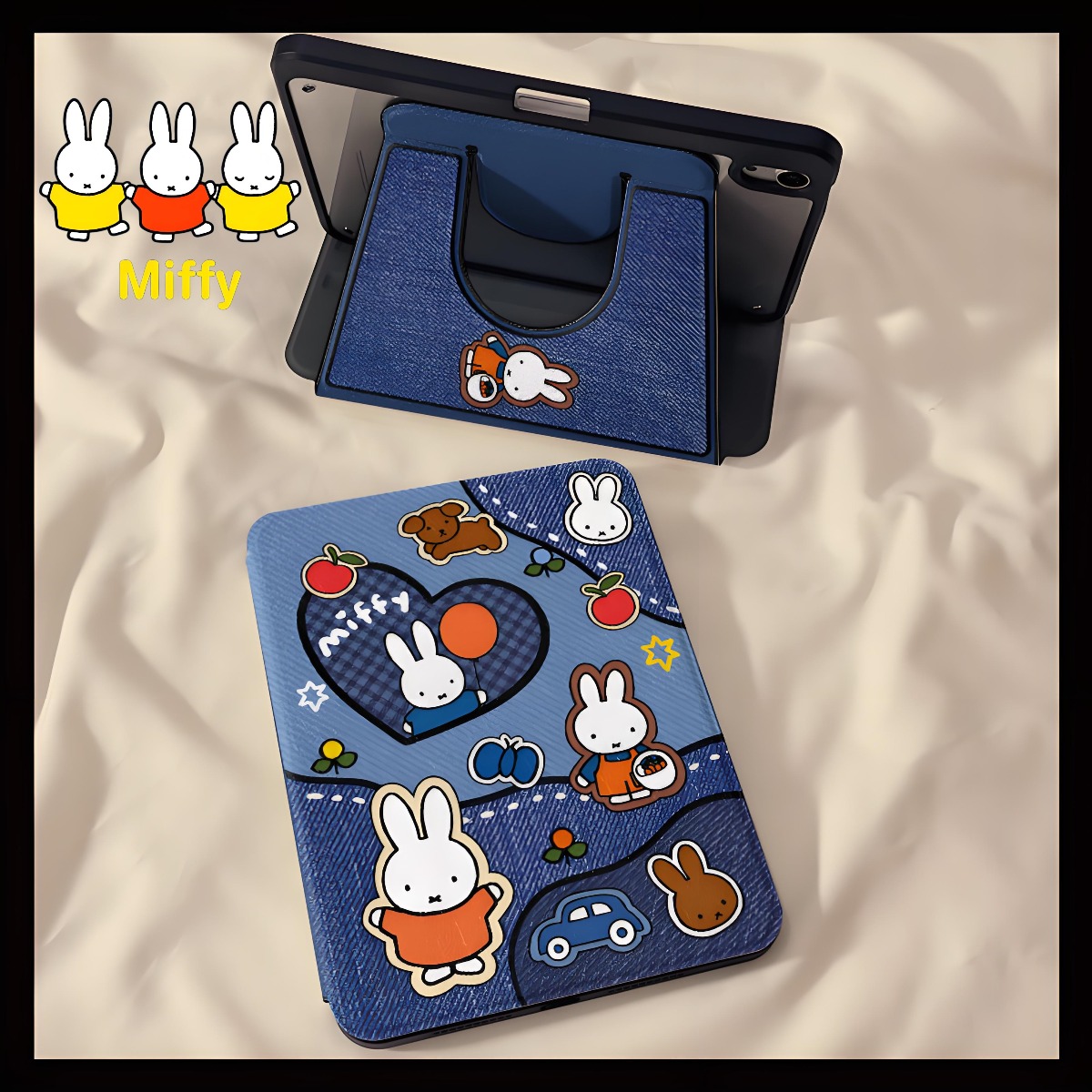 Tablet Pc Accessories - かわいいミッフィーウサギタブレットケースバルーンミッフィーウサギiPad11 360回転Air7 MINI7落下防止iPad第10世代