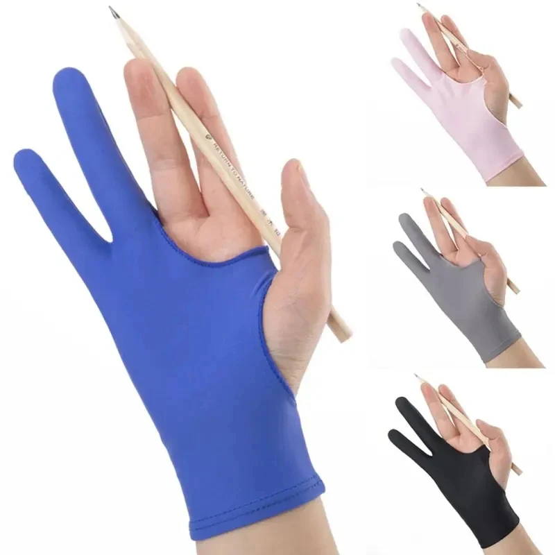 Drawing Glove Artist - 1/3 個スタイラスブラックブルーグレー防汚アンチスクラッチ二本指グローブタブレット描画グローブ絵画グローブスクリーングローブ