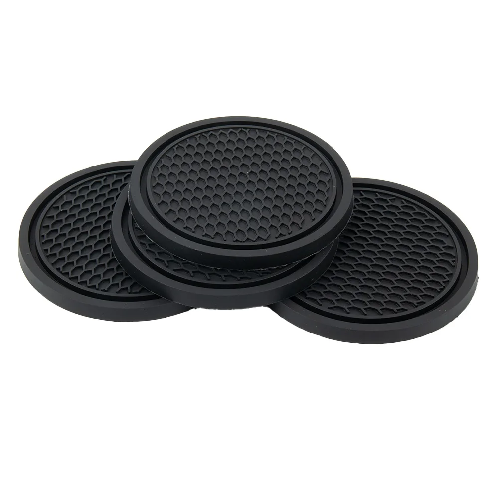Tablet Accessories For Car - 4 個車のコースターノンスリップシリコンマット車の水カップ自動車インテリア滑り止めカップパッドドリンクホルダーマット装飾アクセサリー