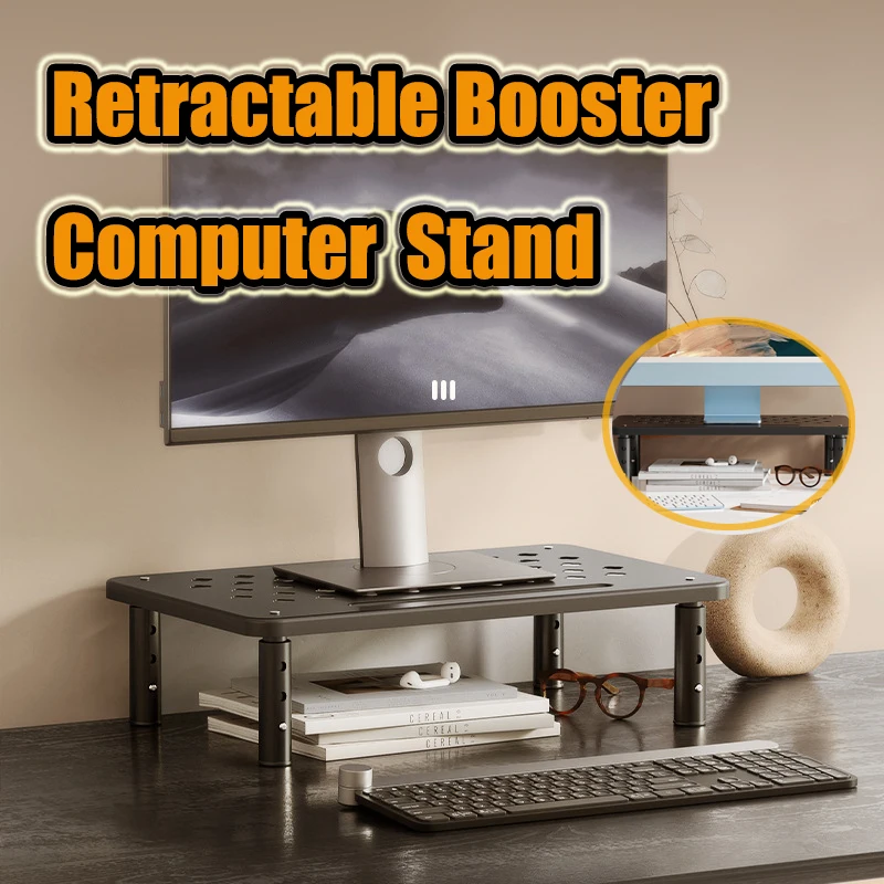 Tablet Lap Desk - 調節可能なコンピューターラック伸縮式デスクモニターホルダー高さのあるPCスクリーンスタンド首の負担を軽減オフィス収納用品