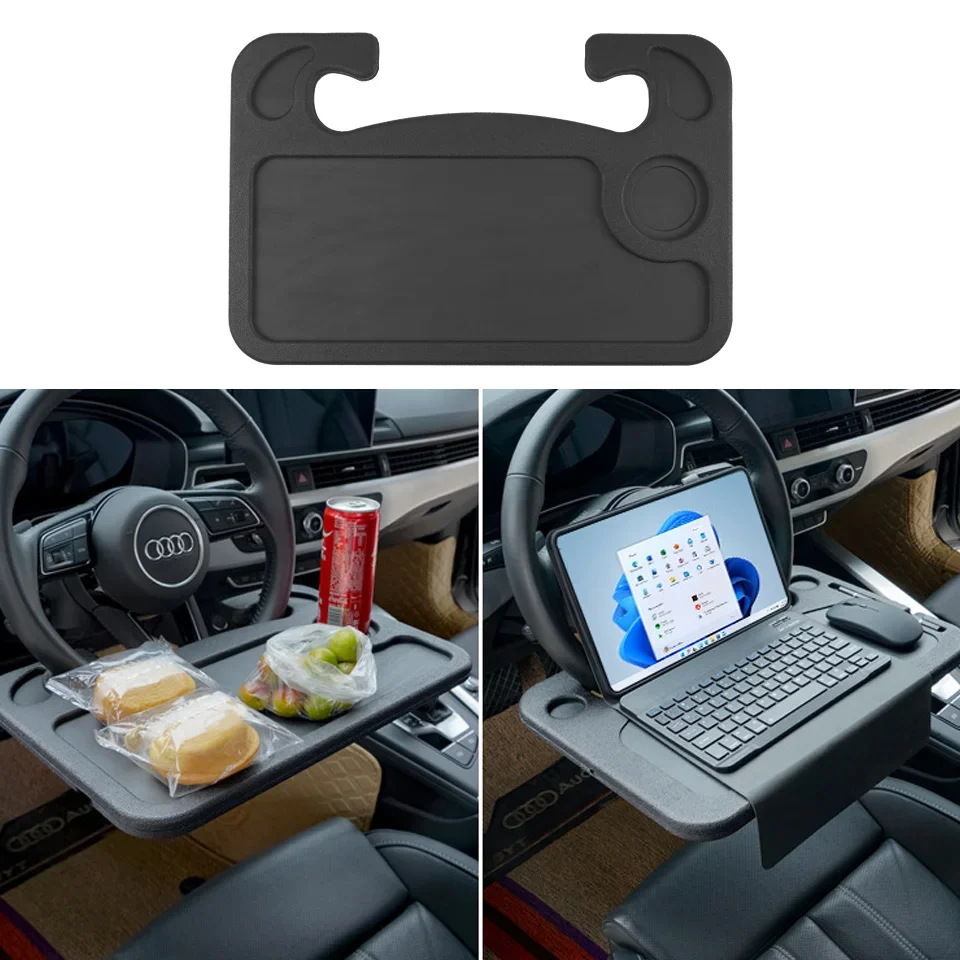 Tablet Lap Desk - ポータブル車のラップトップコンピュータデスクマウントスタンド食べる仕事車のステアリングホイールダイニングテーブルブラケットドリンク食品コーヒートレイボード