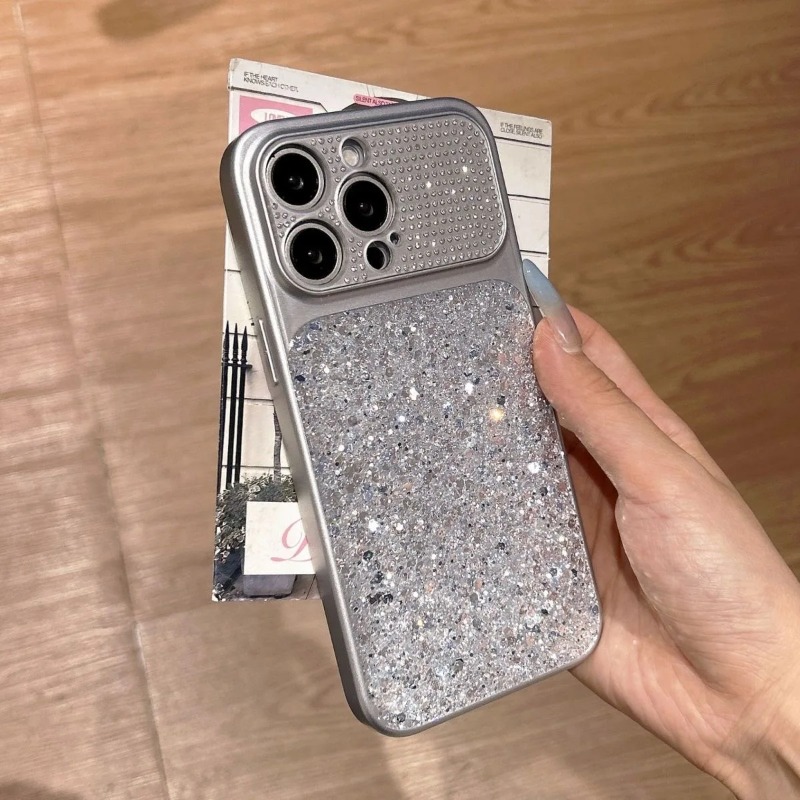 グリッターダイヤモンドカメラレンズ大型窓付きスマホケース i - Tablet Accessories Aesthetic のレビューと価格