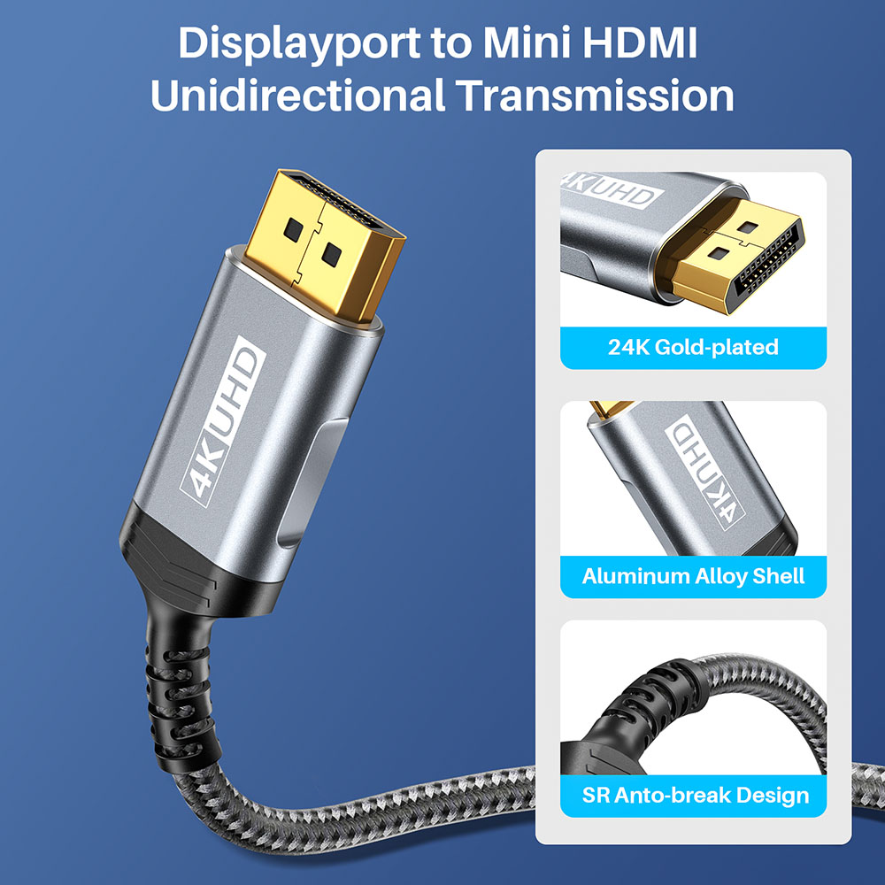 DisplayPort からミニ HDMI ケーブル UHD - Tablet Lap Desk のレビューと価格