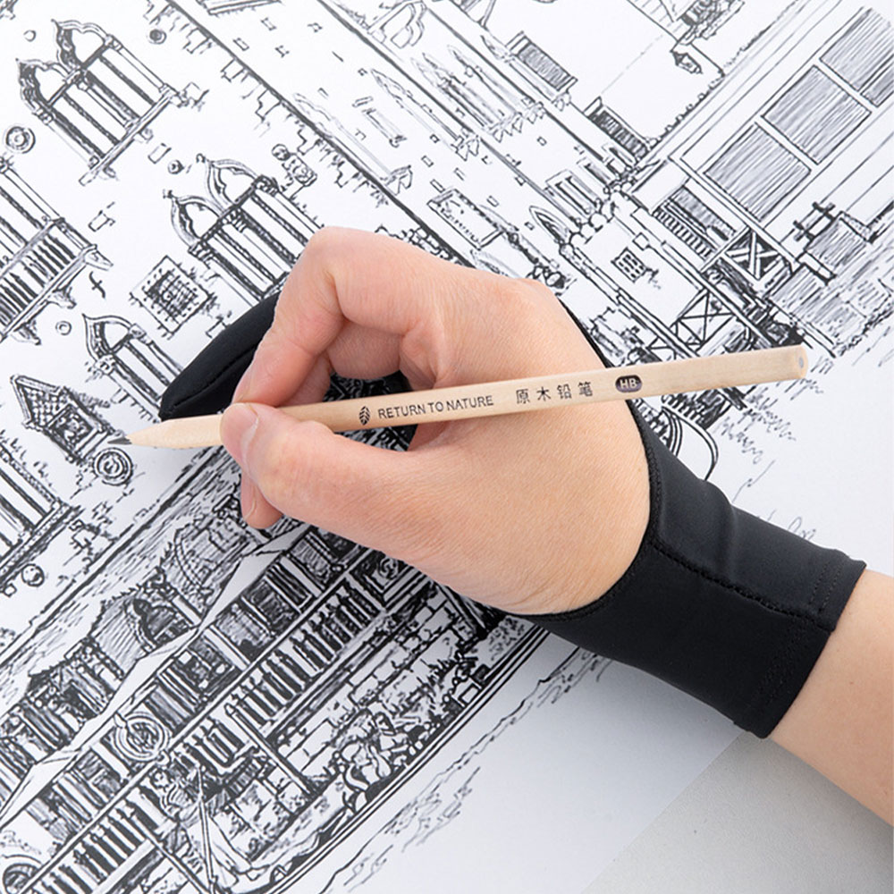新しいアンチタッチ二本指防汚ハンドペイント手袋油絵画材タブレ - Drawing Glove Artist のレビューと価格