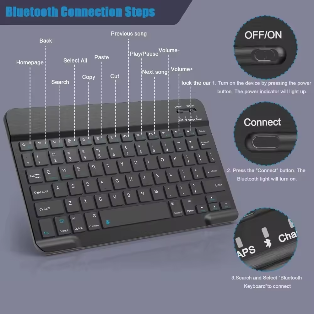 Bluetooth ワイヤレスキーボード携帯電話タブレットキ - Tablet Pc Accessories のレビューと価格