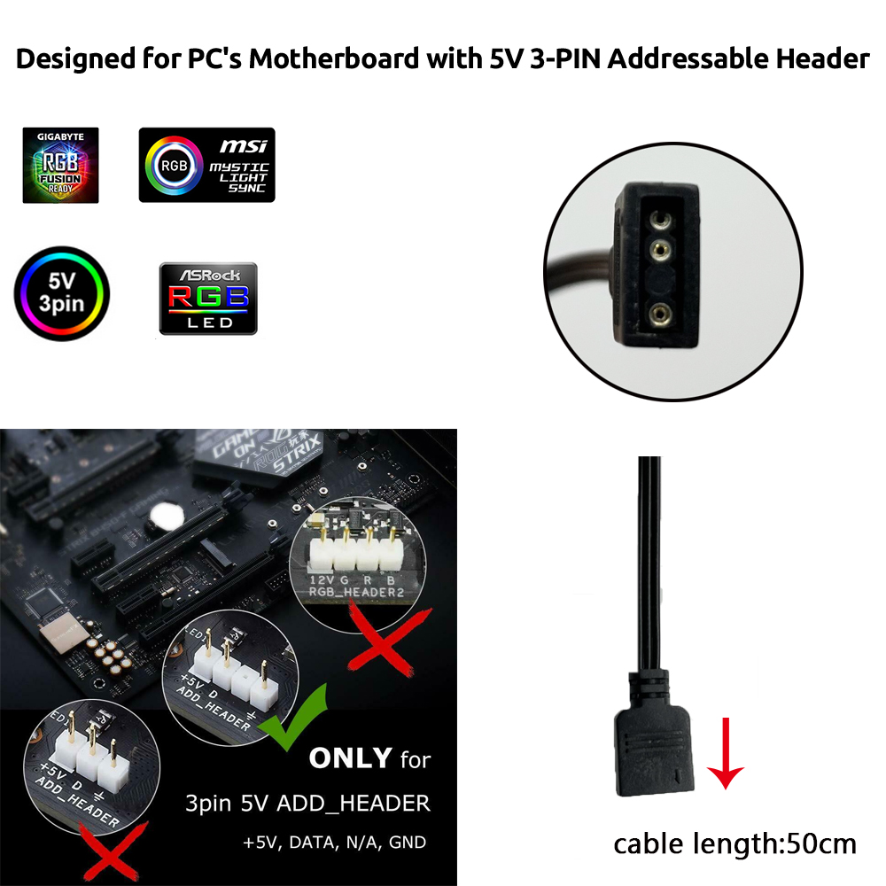 Asus Auraゲーミングケース用5V ARGB 3ピンヘ - Tablet Accessories Aesthetic のレビューと価格