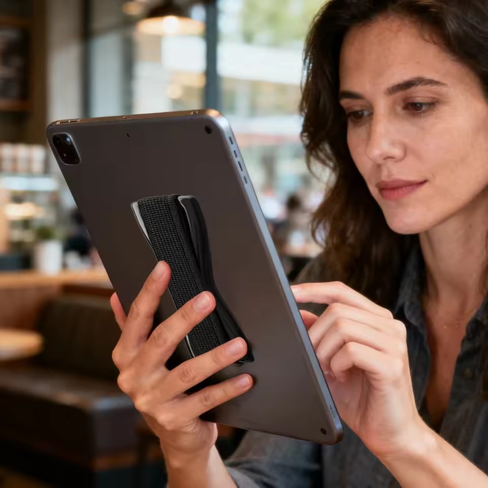 ポータブル電話グリップ弾性ストラップ、ブラックベース付き、ス - Essential Tablet Accessories のレビューと価格